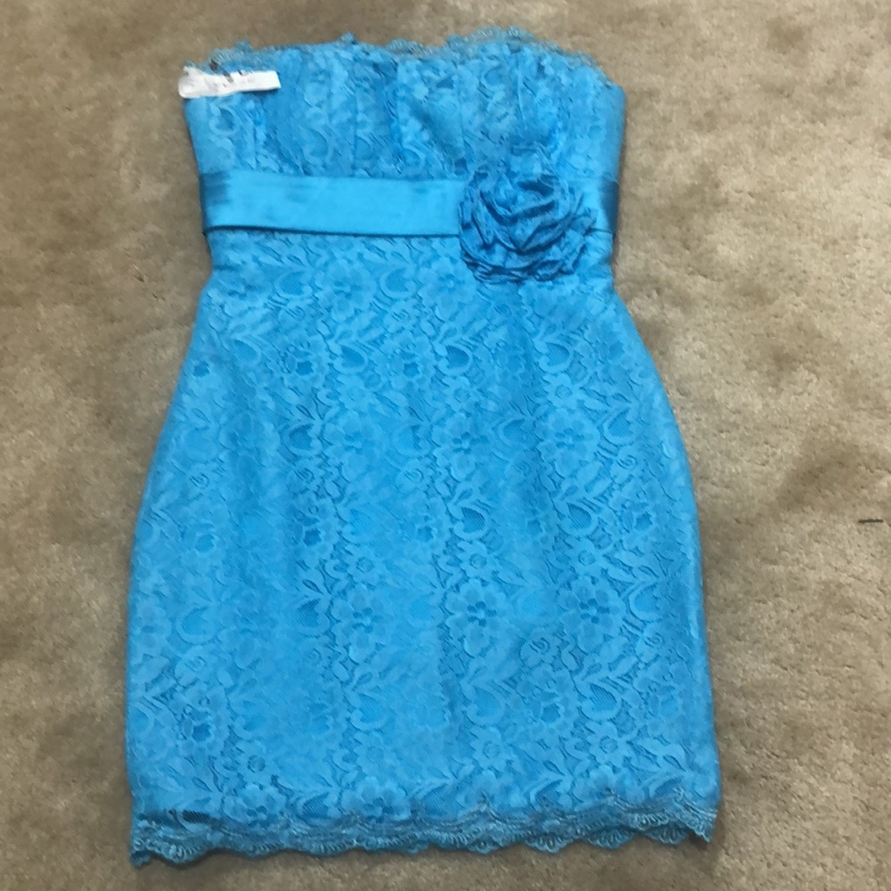 JJ’s House mini lace cocktail dress in pool blue - Picture 16 of 17
